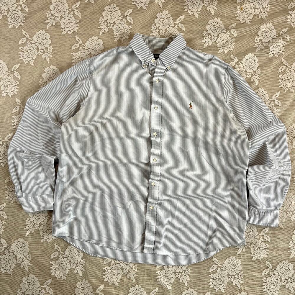 Polo Ralph Lauren Classic Fit Blue White Striped Oxford Shirt XXL